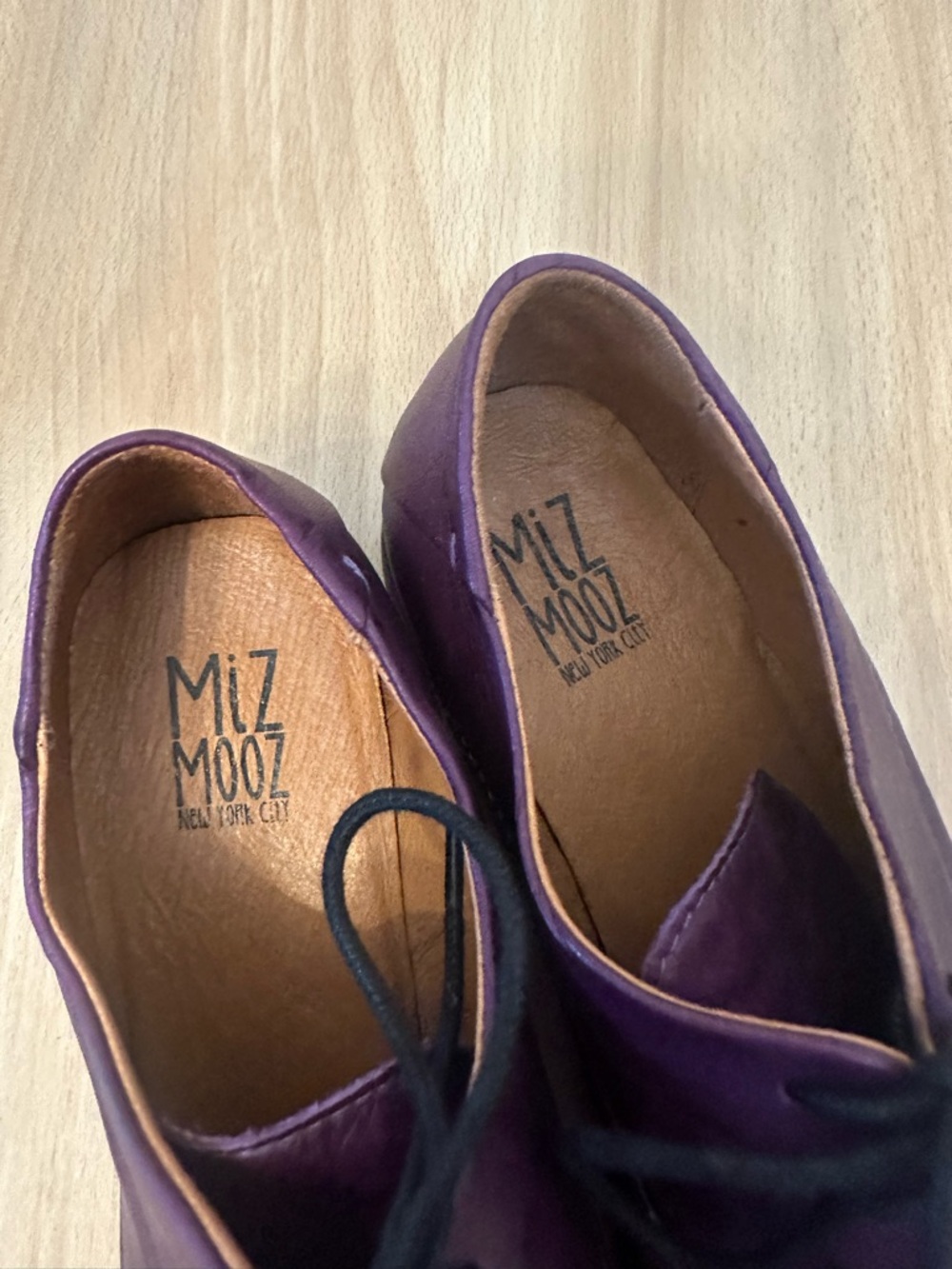 Miz Mooz Letty Eggplant Purple Leather Lace-Up Oxford Shoes - Picture 10 of 12